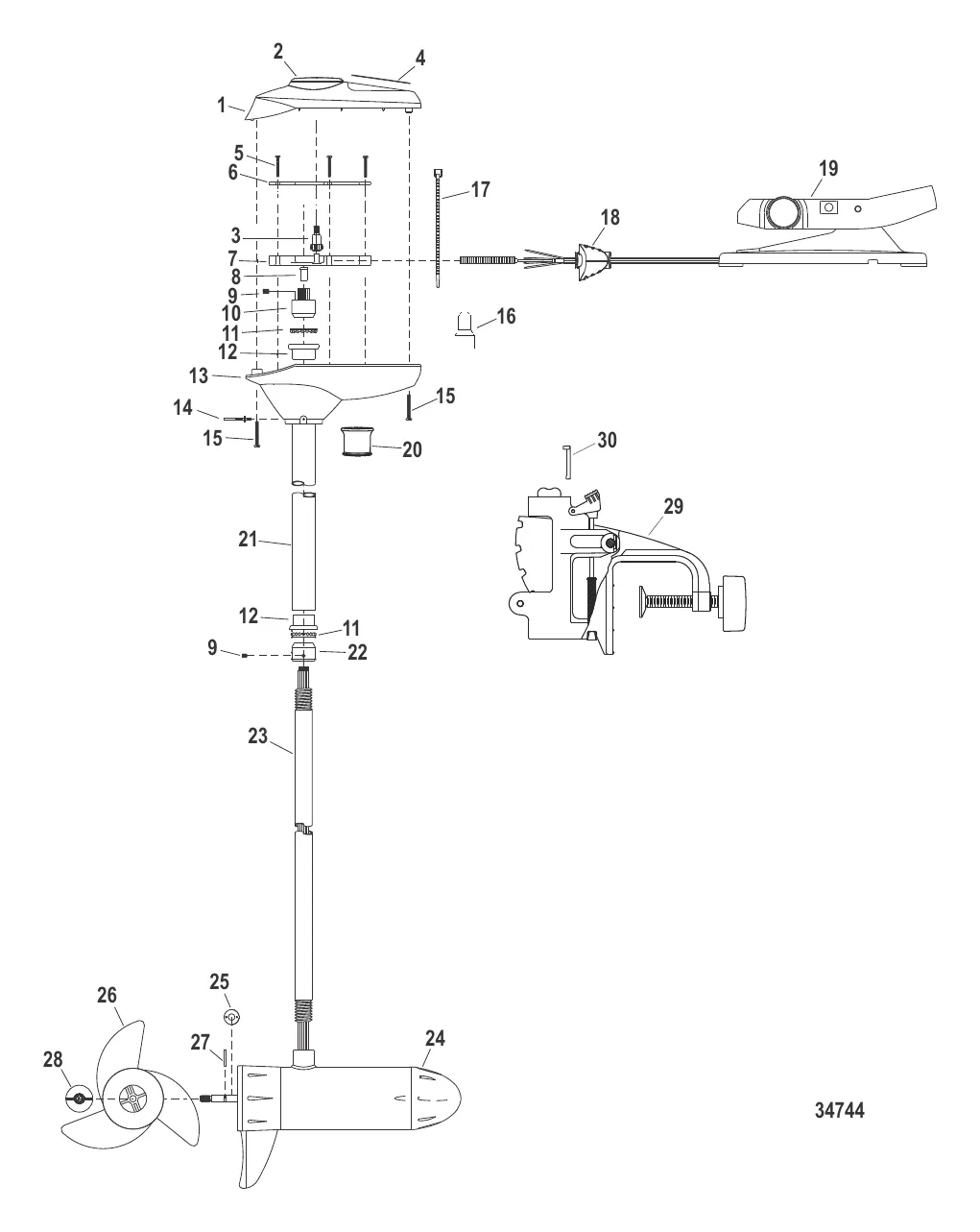 Двигатель для тралового лова в сборе (Bulldog 54) (12 В)