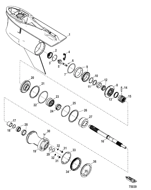 Gear Housing Prop Shaft - Standard Rotation, 5.44 Torpedo