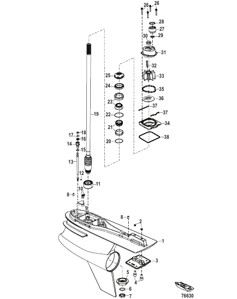 Gear Housing, Driveshaft, R-Drive 1.60