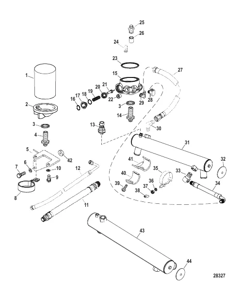 Oil Cooler / Oil Filter (Serial # 0M952908 Thru 0M953904)