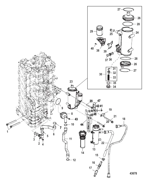 Starboard Cylinder Block/Oil Cooler (1B830816 and Above)
