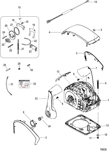 Accessories Remote Control-DTS-Dual Outboard-Console Mount-8M0230630