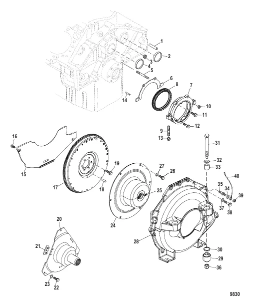 Cylinder Block Flywheel Housing and Rear Main Seal