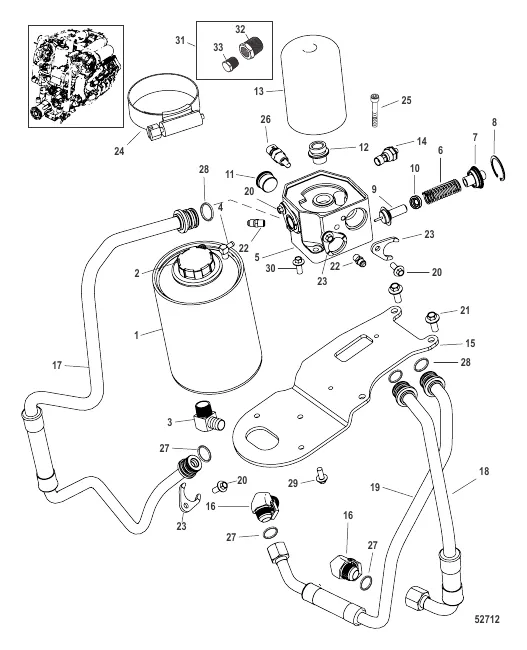 Oil Filter and Coolant Reservoir (0M971884 and Below)