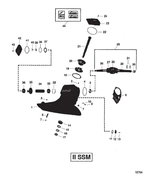 DRIVESHAFT HOUSING AND GEAR ASSEMBLY (II SSM)
