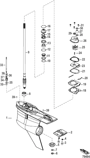 Gear Housing Driveshaft, 4.80 Torpedo