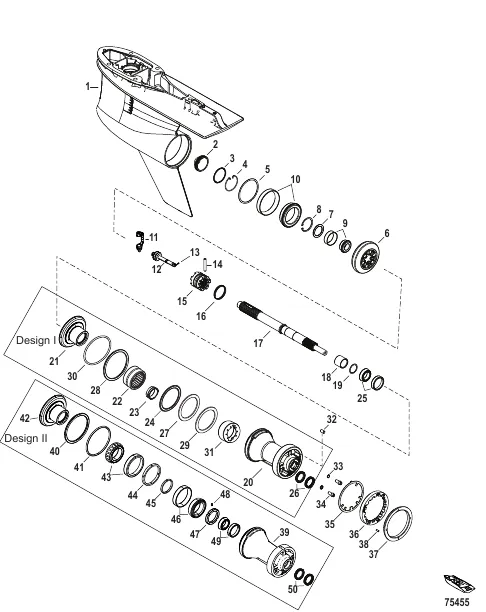 Gear Housing, Prop Shaft - Counter Rotation, 5.44 Torpedo 1.60
