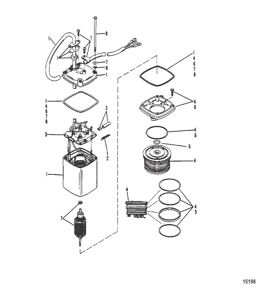 Power Trim Pump (Eaton Rectangular Motor-0C159199 and Below)