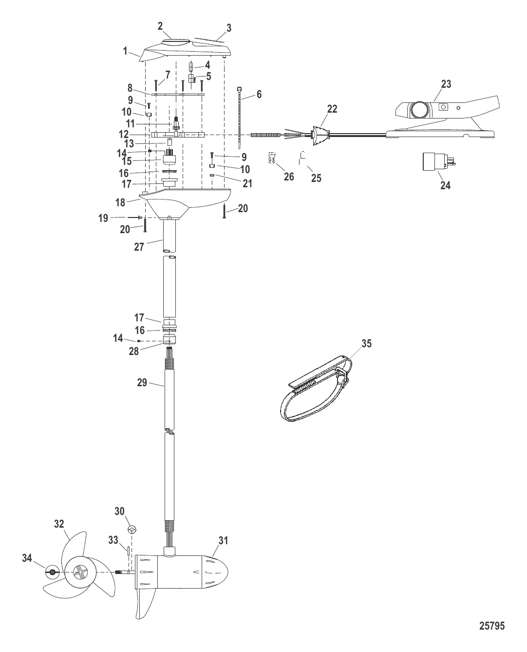 Двигатель для тралового лова в сборе (Модель FW71FB) (24 В)
