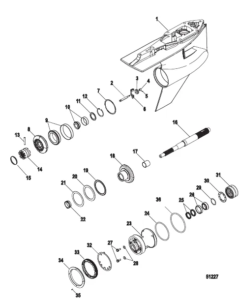 Gear Housing, Prop Shaft-Standard Rotation, 5.44 Torpedo