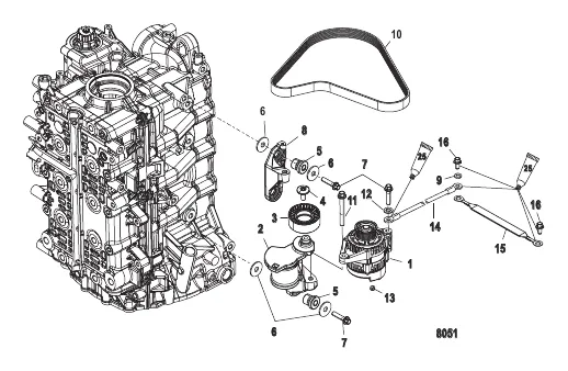 Монтаж генератора/натяжного устройства ремня