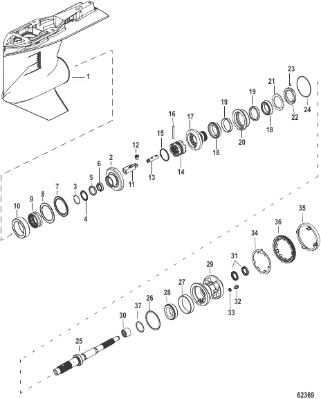 Gear Housing, Propeller Shaft, Counter 2B205522 and Up