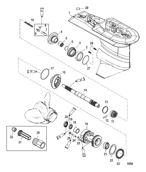 Gear Housing Propeller Shaft - 2.33:1 Gear Ratio