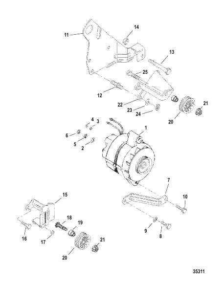 ALTERNATOR (MANDO) & BRACKETS (0L918999 & BELOW)