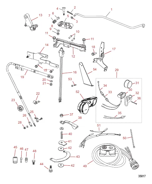 Tiller Handle Kit Components (Jet 35/40)