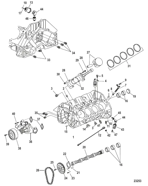 Block Camshaft and Pistons