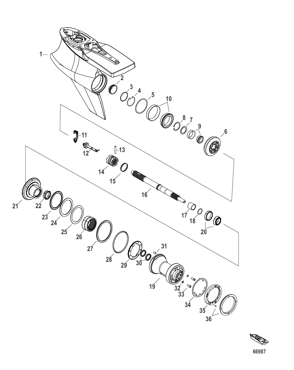 Gear Housing, Prop Shaft-Counter Rotation, Sport Master 1.60