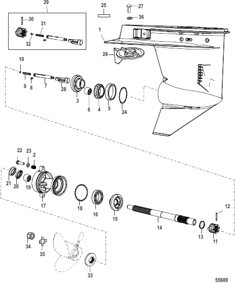 Gear Housing Propeller Shaft - 1.83:1 Gear Ratio