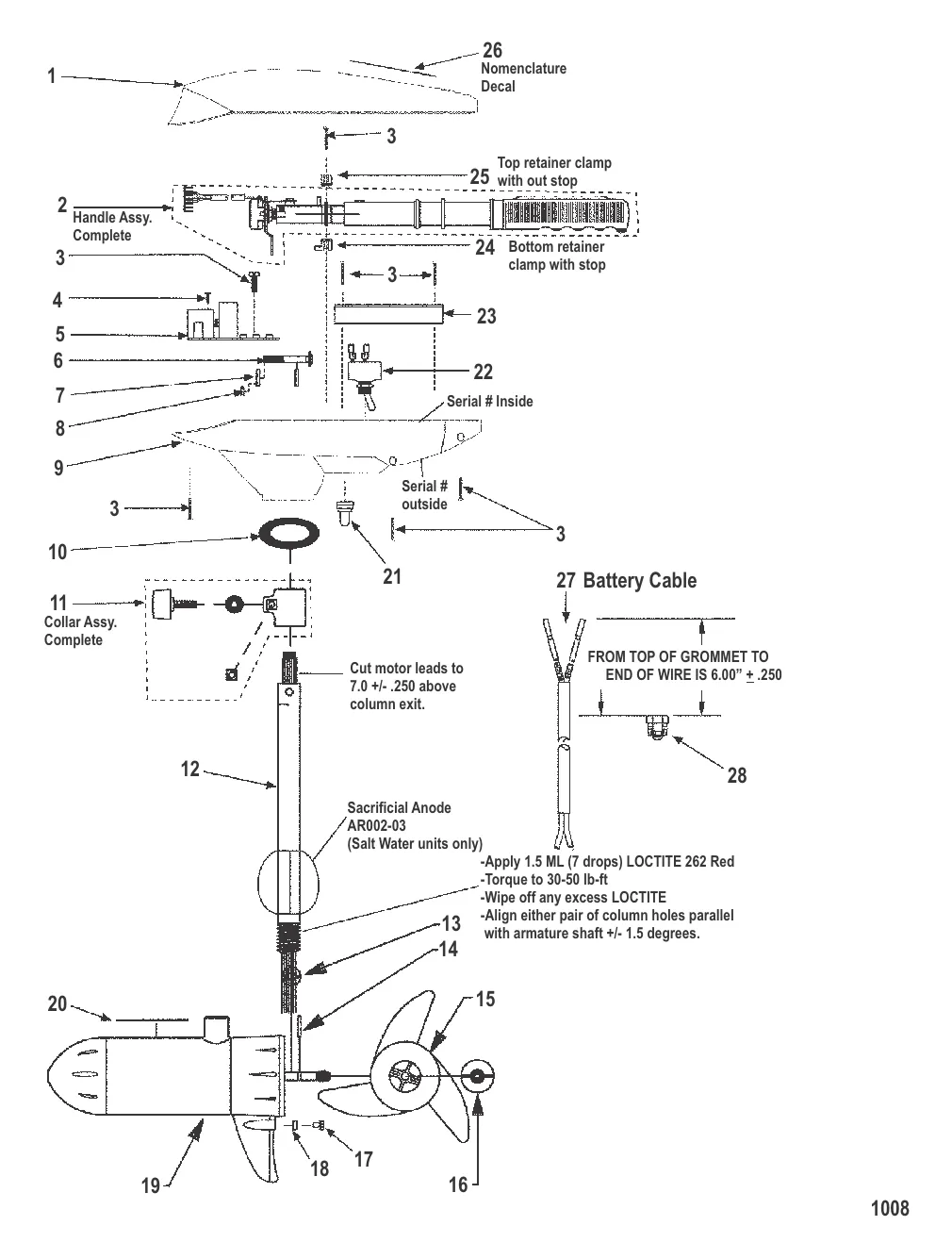 Двигатель для тралового лова в сборе (Модель ET73V) (24 В)