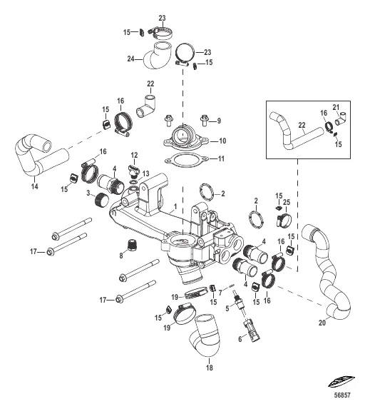 Fresh Water Cooling Crossover Assembly