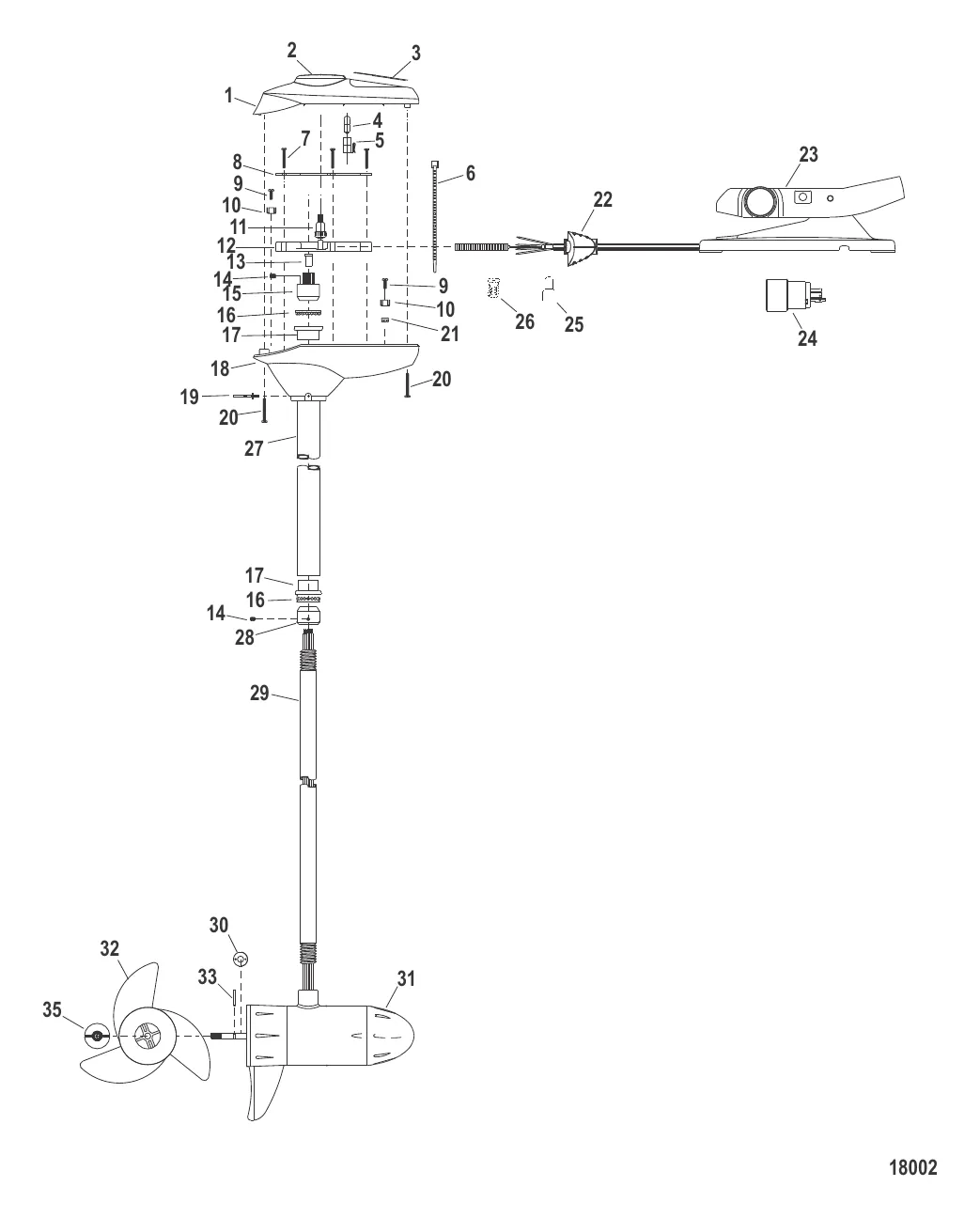 Двигатель для тралового лова в сборе (Модель FW54FB) (12 В)