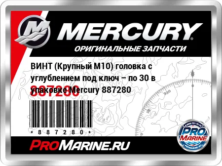 ВИНТ (Крупный M10) головка с углублением под ключ – по 30 в упаковке Mercury
