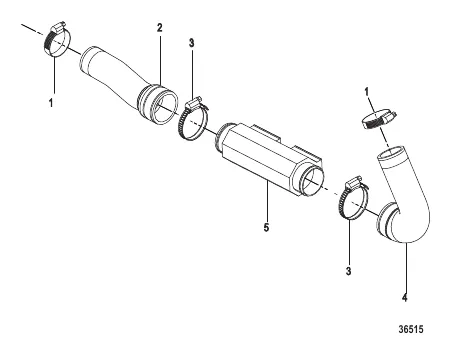Cooling Hoses and Cooler Inboard