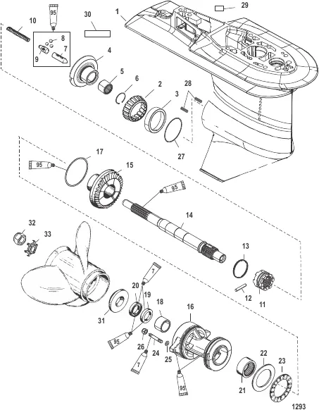 Gear Housing Propshaft-2.33:1 - Serial #1C033810 & Below