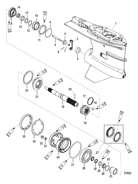 Gear Housing Prop Shaft, Torque Master 2, SN-1B973744 & up
