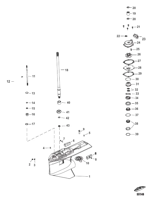 Gear Housing, Driveshaft 2.07:1 Standard Rotation