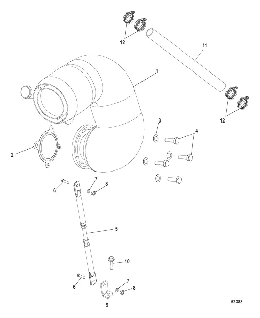 Riser, Exhaust QSC, Port & Stbd, Design-I Stamped 8M0068886