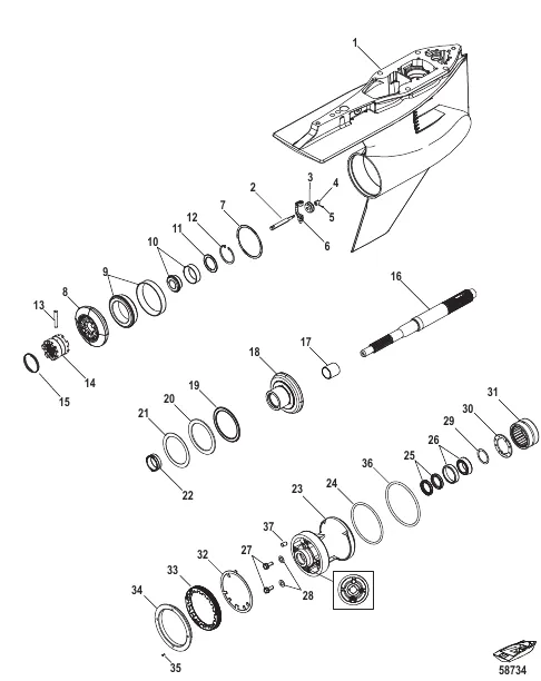 Gear Housing, Prop Shaft-Standard Rot, 5.44 Torpedo