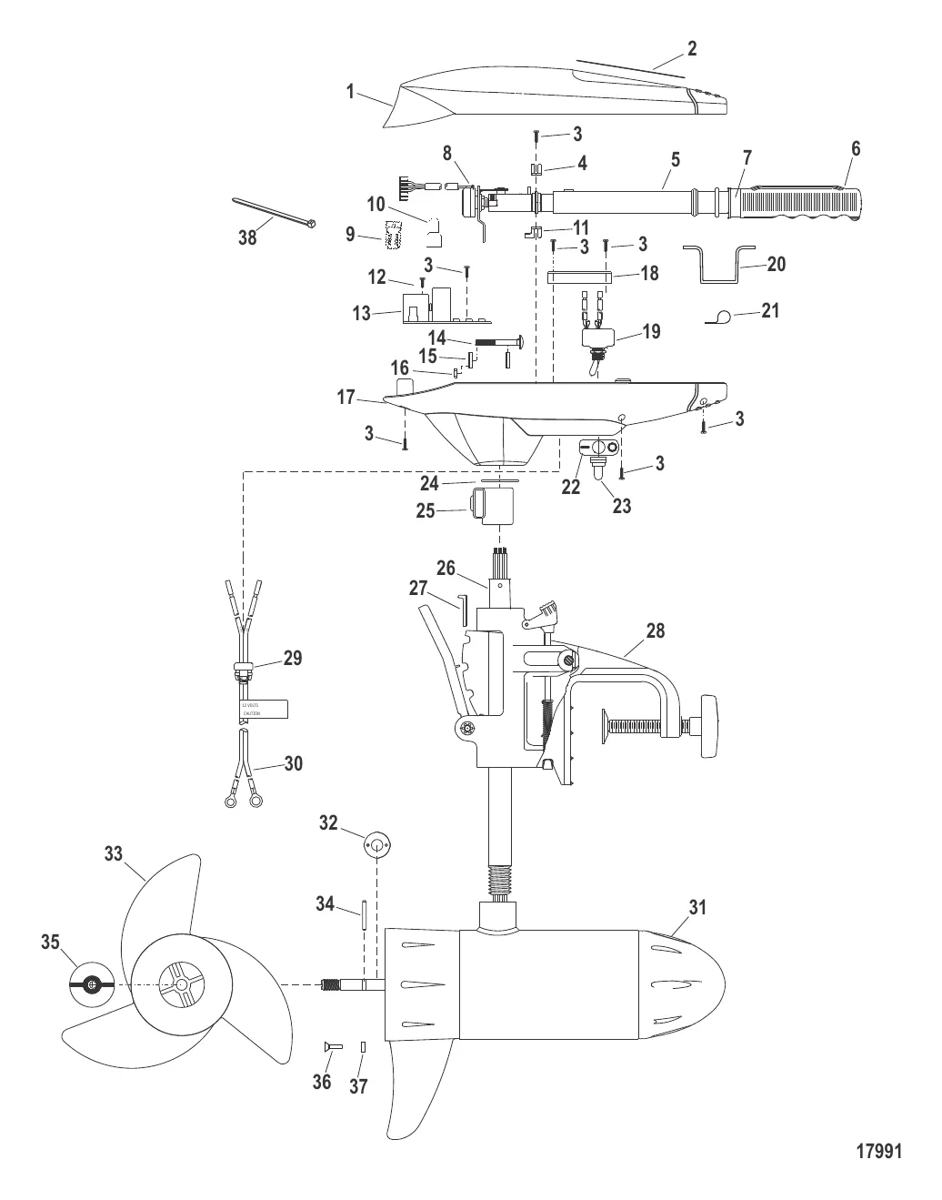 Двигатель для тралового лова в сборе (Модель FW54HTV / FW54HTD) (12 В)