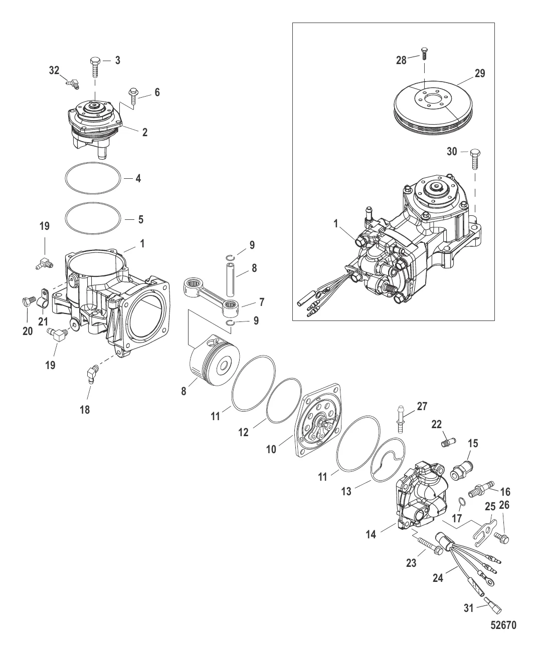 Комп. воздушного компрессора 200/225/200 Pro XS 1B885132 и выше