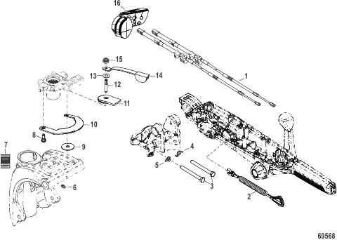 Tiller Handle Conversion Kit (8M0159449) Remote Control to 40-60hp Tiller