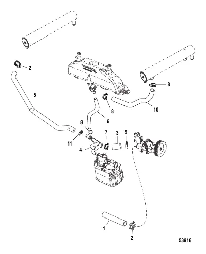 Cooling System Raw Water Components, Starboard