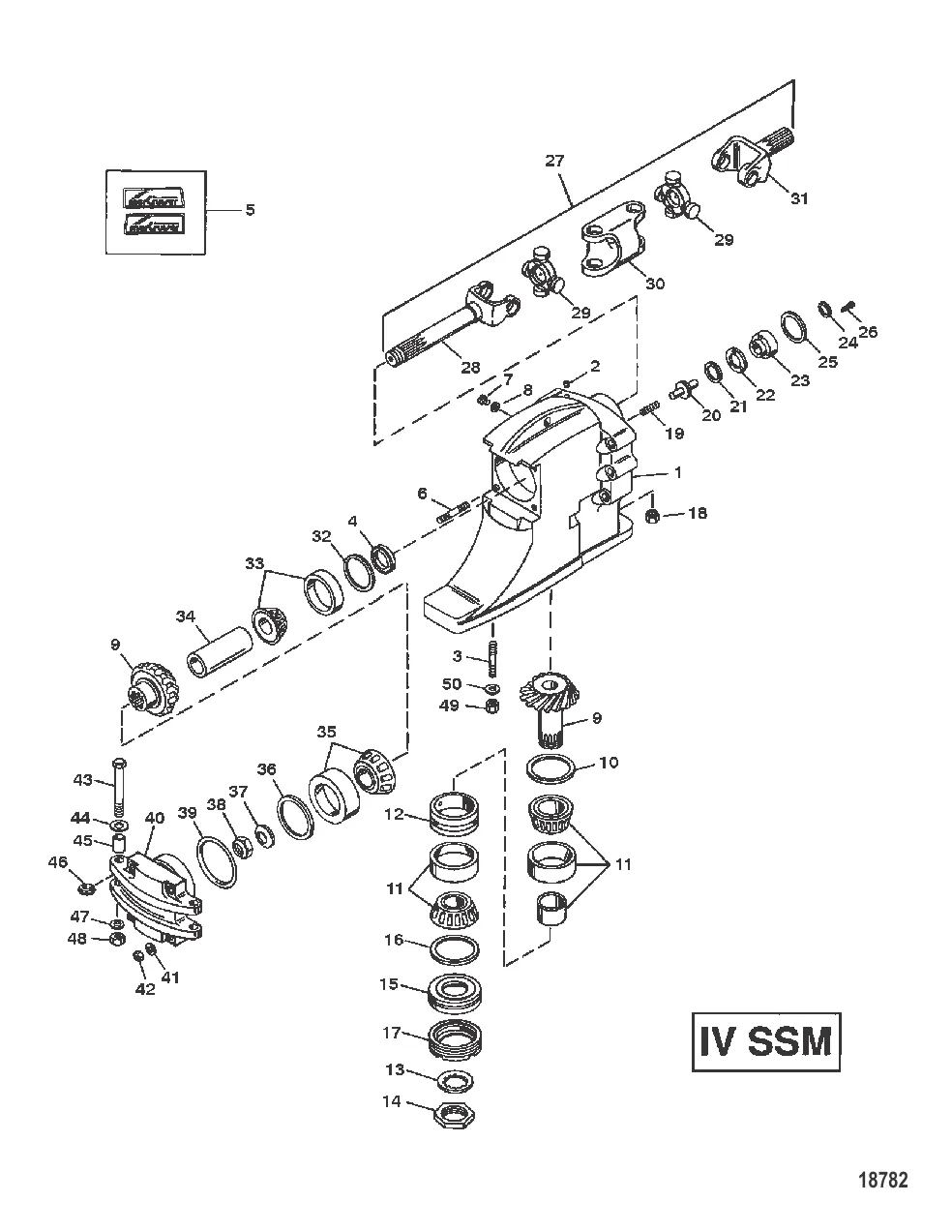 DRIVESHAFT HOUSING AND GEAR ASSEMBLY (IV SSM)