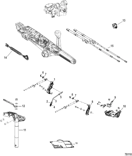 Tiller Handle Conversion Kit (8M0222283) Tiller Handle Models to Mid Tiller Handle Models - 25/30 HP