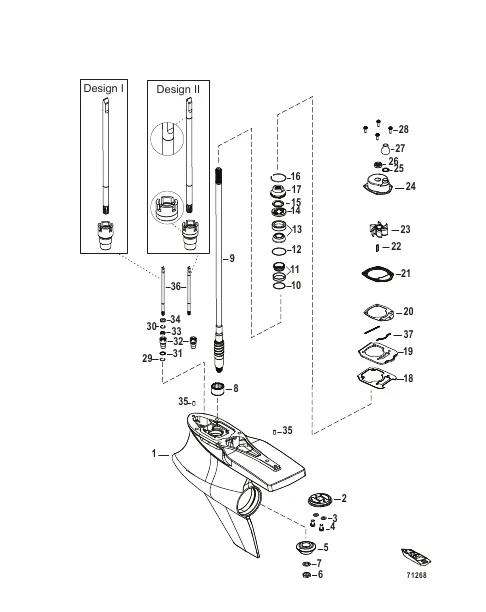 Gear Housing, Driveshaft, Sport Master 1.75