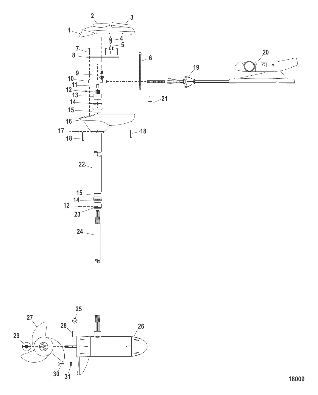 Двигатель для тралового лова в сборе (Модель FW54FBD) (12 В)