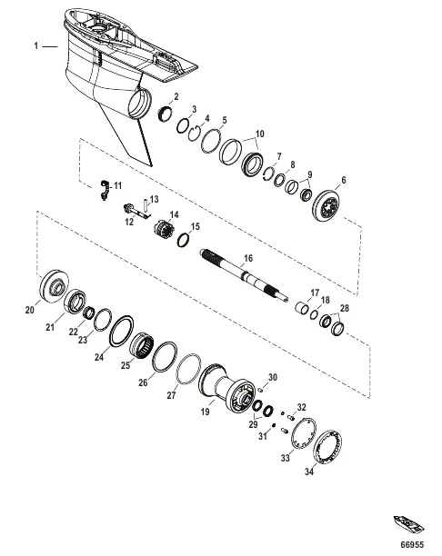 Gear Housing Prop Shaft-Counter Rotation, 4.80 Torpedo