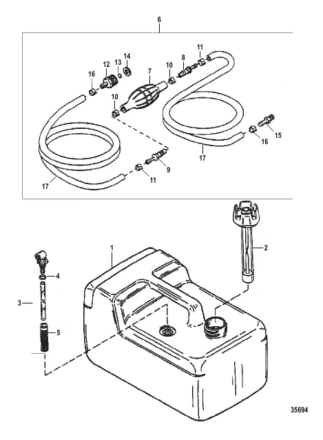 FUEL TANK AND LINE (PLASTIC - 3.2 GALLON)