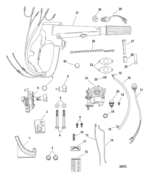 Tiller Handle Conversion Kit-Electric 9.9 Hp 889246A79