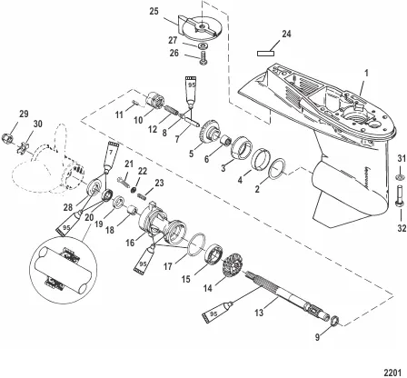 Gear Housing Propeller Shaft - 1.83:1 Gear Ratio