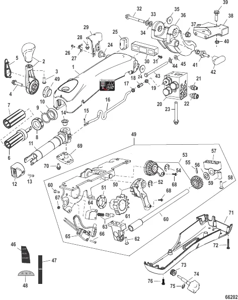 Tiller Handle Assembly (Big Tiller, Mech, V6/V8 175-300HP)