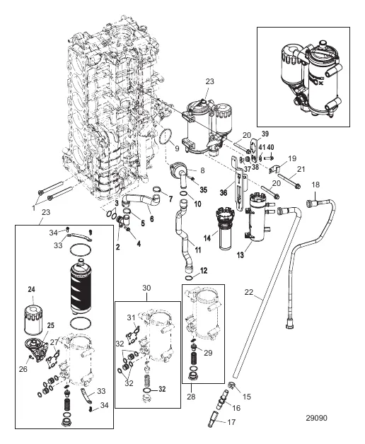 Starboard Cylinder Block/Oil Cooler (1B830815 and Below)