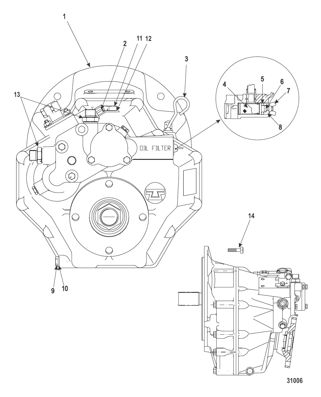 Трансмиссия и связанные детали (бортовой двигатель) Technodrive 345