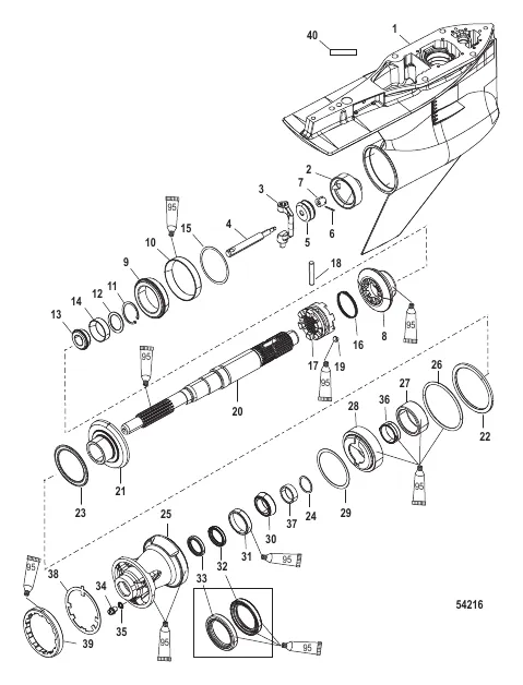 Gear Housing Prop Shaft-Counter Rotation, 4.80 Torpedo 2B026817 and Up