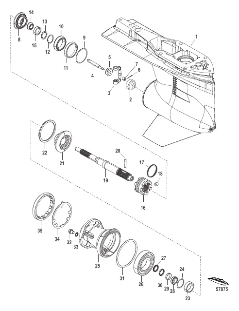 Gear Housing Prop Shaft - Std Rot, 4.80 Torpedo