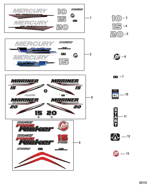 Decals Top Cowl - Serial #0R991812 and Below